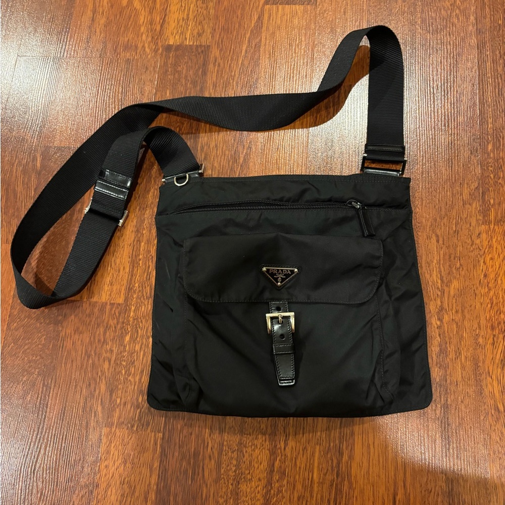 Prada Black Messenger Bag Sleek Minimalist Design